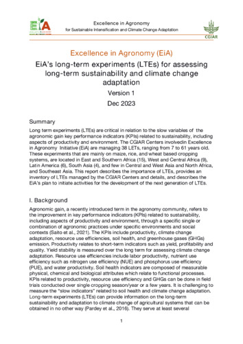 EiA’s long-term experiments (LTEs) for assessing long-term sustainability and climate change adaptation