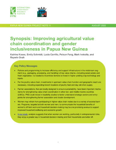 Synopsis: Improving agricultural value chain coordination and gender inclusiveness in Papua New Guinea