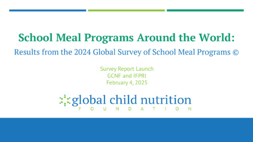 Presentation for the Official Launch of the Third School Meal Programs Around the World Report