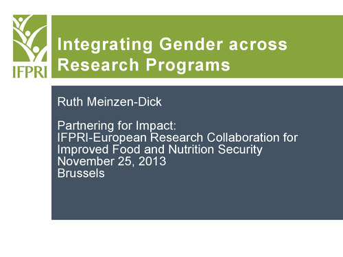 Integrating Gender across Research Programs