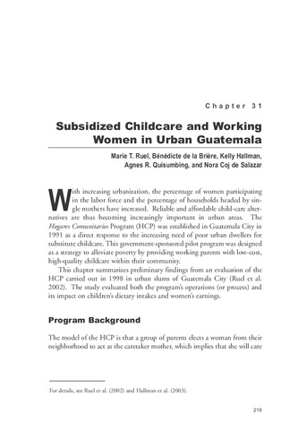 Subsidized childcare and working women in urban Guatemala
