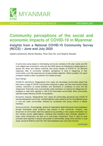 Community perceptions of the social and economic impacts of COVID-19 in Myanmar: Insights from a National COVID-19 Community Survey (NCCS) - June and July 2020