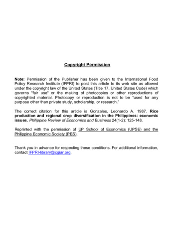 Rice production and regional crop diversification in the Philippines: economic issues