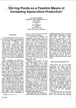 Stirring ponds as a possible means of increasing aquaculture production