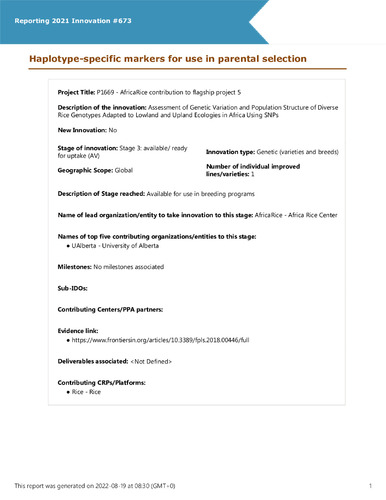 Haplotype-specific markers for use in parental selection