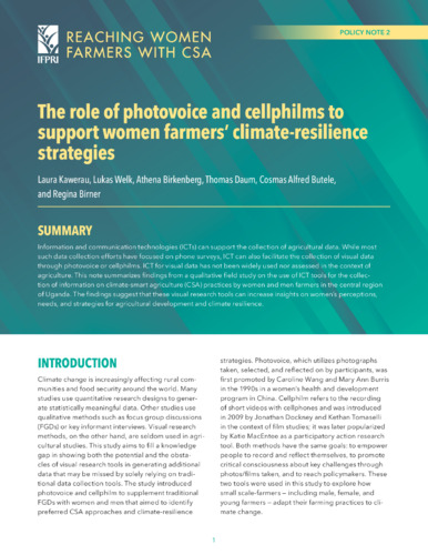 The role of photovoice and cellphilms to support women farmers’ climate-resilience strategies