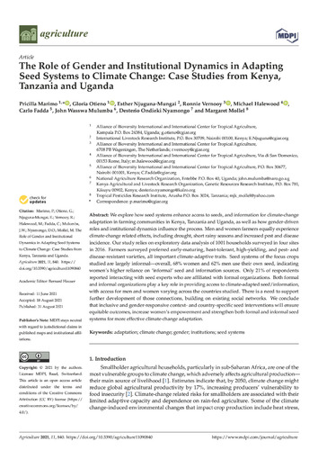 The role of gender and institutional dynamics in adapting seed systems to climate change: case studies from Kenya, Tanzania and Uganda