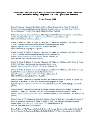 A compendium of participatory evaluation data on sorghum, finger millet and beans for climate change adaptation in Kenya, Uganda and Tanzania