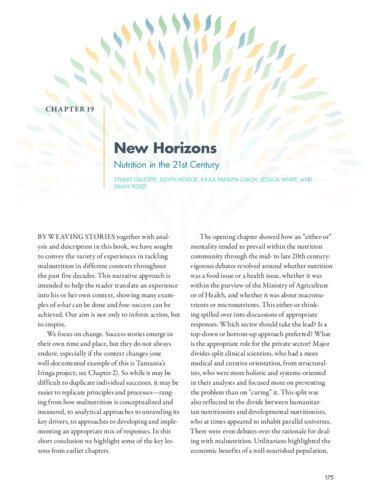 New horizons: Nutrition in the 21st century