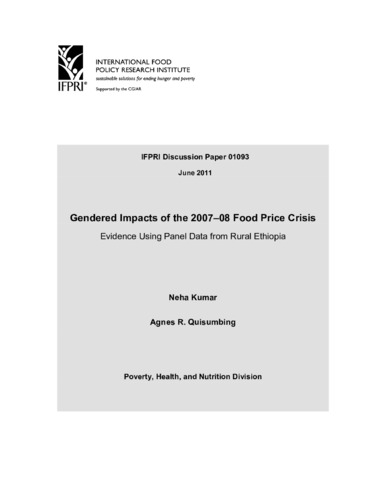 Gendered impacts of the 2007-08 food price crisis: Evidence using panel data from rural Ethiopia