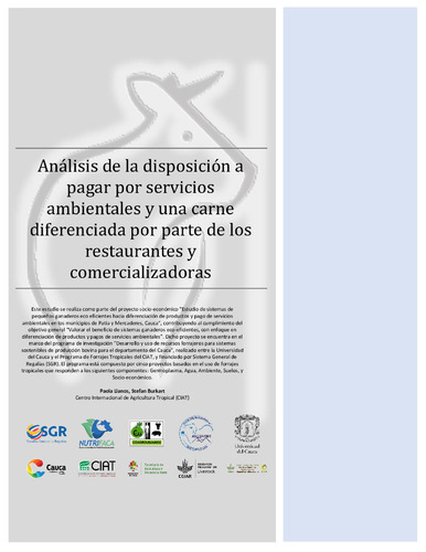 Análisis de la disposición a pagar por servicios ambientales y una carne diferenciada por parte de los restaurantes y comercializadoras