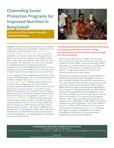 Channeling social protection programs for improved nutrition in Bangladesh