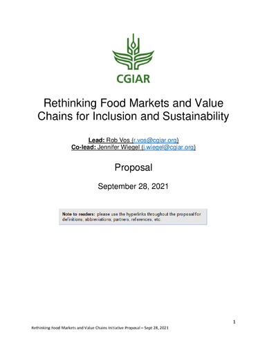 Rethinking Food Markets and Value Chains for Inclusion and Sustainability - Proposal