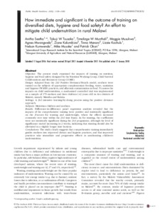 How immediate and significant is the outcome of training on diversified diets, hygiene and food safety? An effort to mitigate child undernutrition in rural Malawi