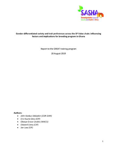 Gender-differentiated variety and trait preferences across the SP Value chain: influencing factors and implications for breeding program in Ghana