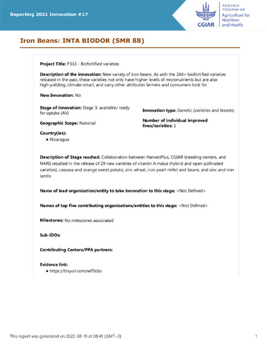 Iron Beans: INTA BIODOR (SMR 88)