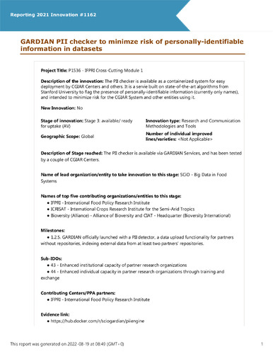 GARDIAN PII checker to minimze risk of personally-identifiable information in datasets