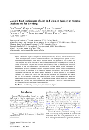 Cassava trait preferences of men and women farmers in Nigeria: implications for breeding