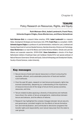 Tenure: Policy research on resources, rights, and equity