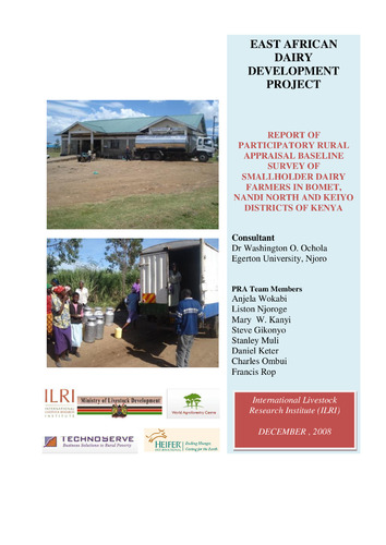 Report of participatory rural appraisal baseline survey of smallholder dairy farmers in Bomet, Nandi North and Keiyo Districts of Kenya