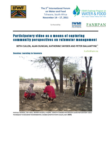 Participatory video as a means of capturing community perspectives on rainwater management