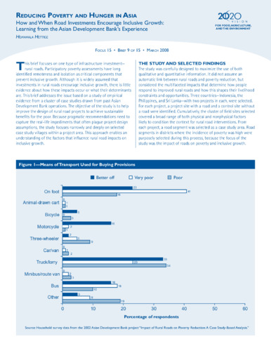 Reducing hunger and poverty in Asia: How and when road investments encourage inclusive growth: learning from the Asian Development Bank’s experience