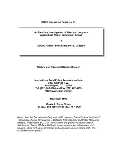 An empirical investigation of short and long-run agricultural wage formation in Ghana