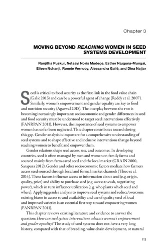 Moving beyond reaching women in seed systems development