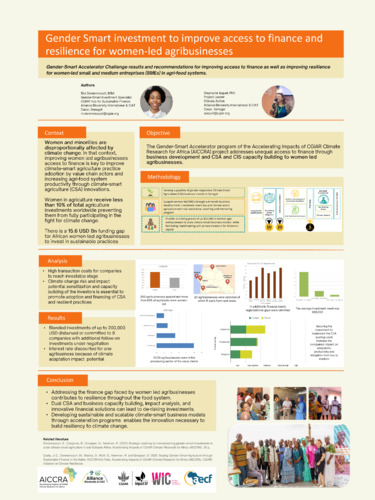 Gender-Smart Accelerator Challenge results and recommendations for improving access to finance as well as improving resilience for women-led small and medium entreprises in agri-food systems