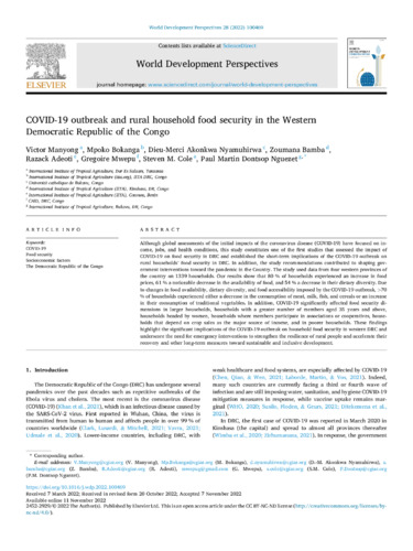 COVID-19 outbreak and rural household food security in the western Democratic Republic of the Congo