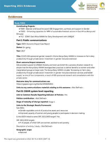 CCAFS GSI-sponsored gender research informs Kenya Dairy NAMA to increase on-farm dairy productivity through private sector investment in gender-inclusive extension