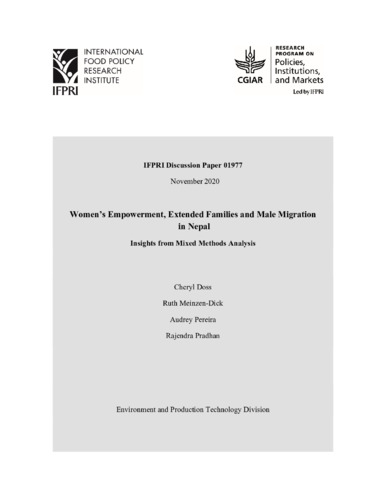 Women’s empowerment, extended families and male migration in Nepal: Insights from mixed methods analysis