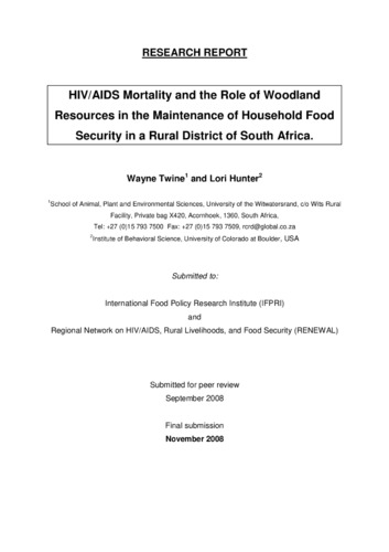 HIV/AIDS Mortality and the Role of Woodland Resources in the Maintenance of Household Food Security in a Rural District of South Africa