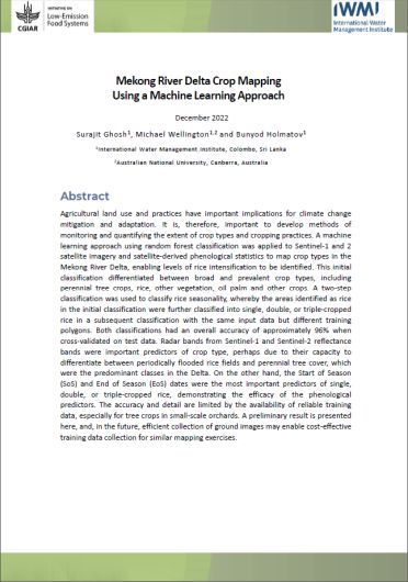 Mekong River Delta crop mapping using a machine learning approach