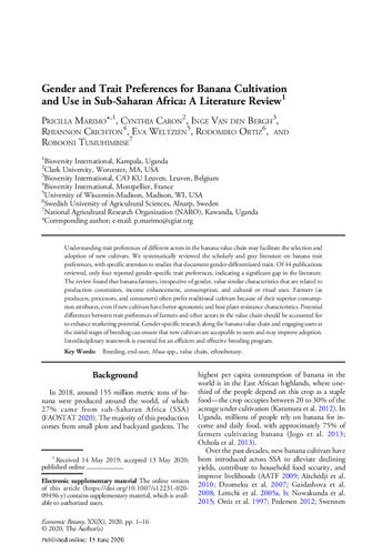 Gender and trait preferences for banana cultivation and use in Sub-Saharan Africa: A literature review