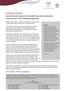 Livestock-based options for healthy lives and sustainable environment: A One Health perspective: ILRI 40 years event, Hanoi, 13 October 2014
