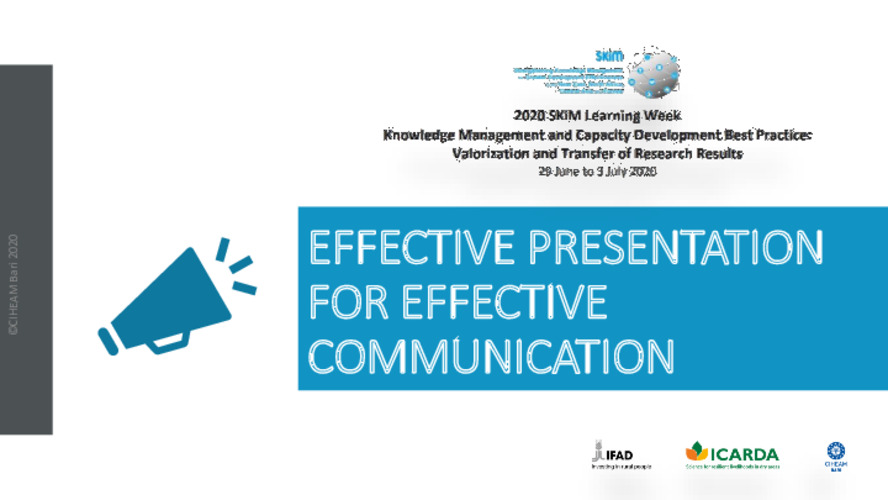 2020 SKiM Learning Week - Effective Presentation for Effective Communication