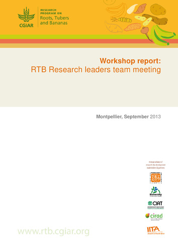 RTB Research leaders team meeting (Annual Meeting, Montpellier, September 2013).