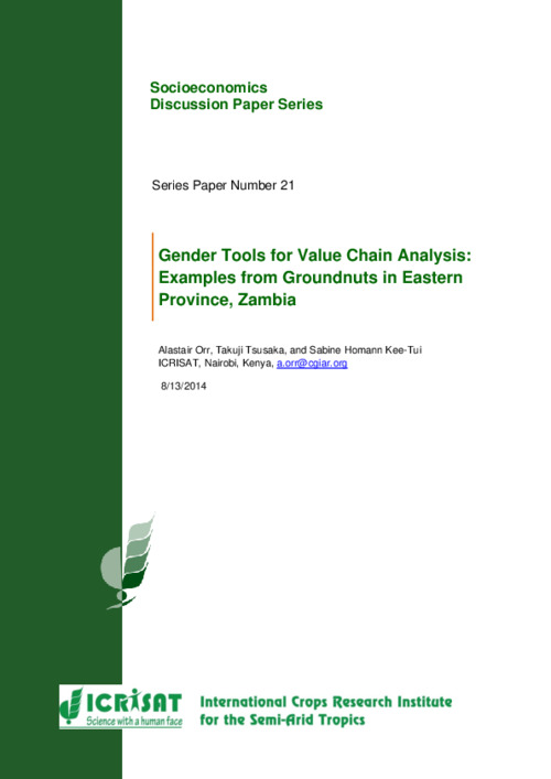 Gender Tools for Value Chain Analysis: Examples from Groundnuts in Eastern Province, Zambia
