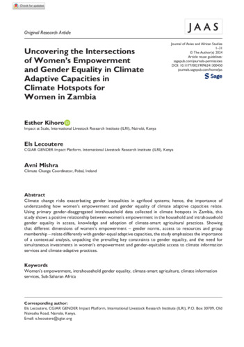 Uncovering the Intersections of Women’s Empowerment and Gender Equality in Climate Adaptive Capacities in Climate Hotspots for Women in Zambia