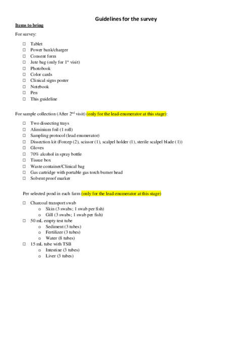 Enumerators training materials
