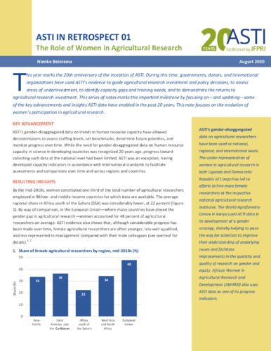 The role of women in agricultural research
