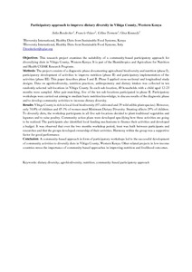 Participatory approach to improve dietary diversity in Vihiga County, Western Kenya
