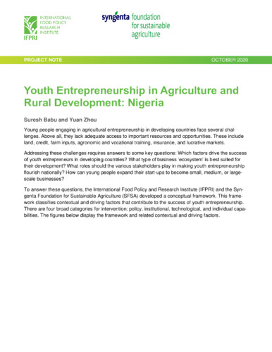 Youth entrepreneurship in agriculture and rural development: Nigeria