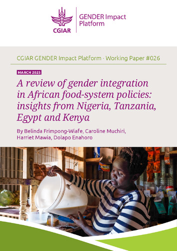 A review of gender integration in African food-system policies: insights from Nigeria, Tanzania, Egypt and Kenya