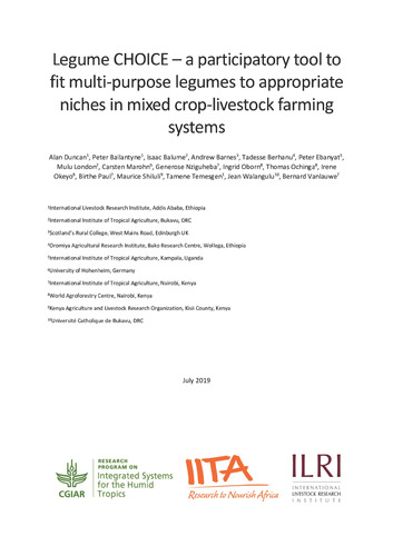 Legume CHOICE - a participatory tool to fit multi-purpose legumes to appropriate niches in mixed crop-livestock farming systems