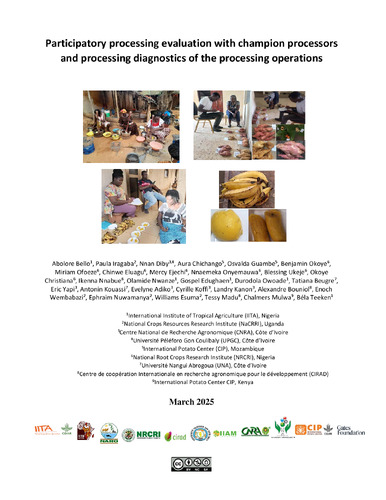 Participatory processing evaluation with champion processors and processing diagnostics of the processing operations