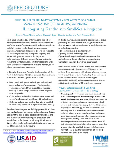 Integrating gender into small-scale irrigation