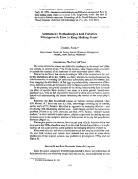 Assessment methodologies and fisheries management : how to keep making sense