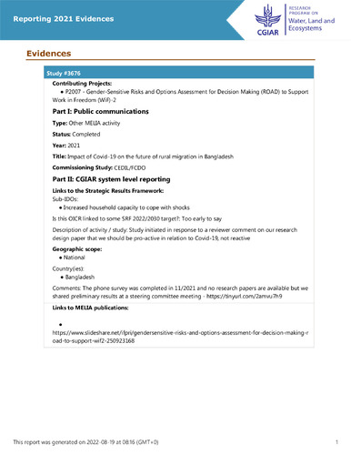 Impact of Covid-19 on the future of rural migration in Bangladesh